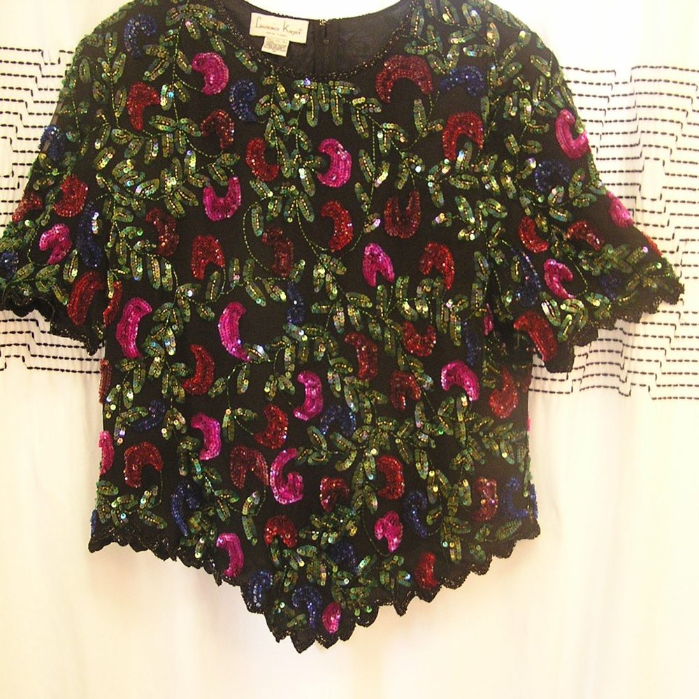Laurence Kazar Vintage color sequin bead top 3x